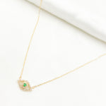 Load image into Gallery viewer, NFB71609EM. 14K Solid Gold Diamond and Emerald Eye Shape Necklace
