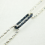 Load image into Gallery viewer, V4SB1. Black Rhodium & White Silver Diamond Cut Paperclip Chain