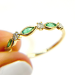 Load image into Gallery viewer, 14K Solid Gold Diamond & Emerald Ring.