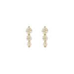Load image into Gallery viewer, EFC54157. 14K Solid Gold Diamond Bar Stud Earrings