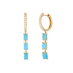 Load image into Gallery viewer, EFE53736. 14k Solid Gold Diamond and Gemstoone Dangle Rectangle Earrings