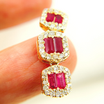 Load image into Gallery viewer, EFF52119RU. 14k Solid Gold Diamonds & Ruby Dangle Rectangles Earrings