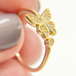 Load image into Gallery viewer, 14K Solid Gold Butterfly Diamond Ring.