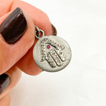 Load image into Gallery viewer, DC217. Diamond & Sterling Silver Round Hamsa Charm