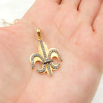 Load image into Gallery viewer, DP256. Diamond Sterling Silver Fleur De Lis Shape Pendant