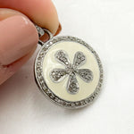Load image into Gallery viewer, Shop Now Diamond Sterling Silver Round Flower Enamel Pendant