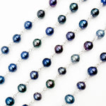 Load image into Gallery viewer, Peacock Pearl Round Shape Sterling Silver Wire Chain
