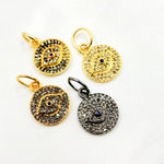 Load image into Gallery viewer, DC236. Diamond Sterling Silver Round Eye Charm with Gemstone