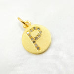 Load image into Gallery viewer, DC077. Diamond Sterling Silver Letter "P" Round Charm