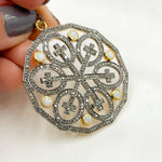 Load image into Gallery viewer, DP169. Diamond Sterling Silver Round Cross Pendant with Gemstone
