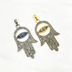 Load image into Gallery viewer, DP049. Diamond Sterling Silver Evil Eye Hamsa Pendant
