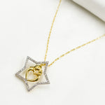 Load image into Gallery viewer, 14K Solid Gold Diamonds Star Charm with Heart Abstract Figure. EJP1493