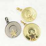 Load image into Gallery viewer, DP712. Diamond Sterling Silver Round Star Pendant