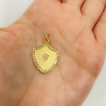 Load image into Gallery viewer, GDP61. 14K Solid Gold Shield Charm with Diamonds