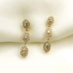 Load image into Gallery viewer, EFH52033. 14K Solid Gold and Diamonds 3 Hexagons Dangle Earrings