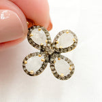 Load image into Gallery viewer, Diamond Sterling Silver Flower Pendant with Gemstone