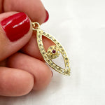 Load image into Gallery viewer, DP354. Diamond Sterling Silver Eye Pendant with Gemstone