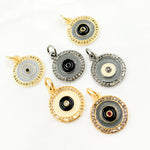 Load image into Gallery viewer, Diamond Sterling Silver Round Enamel Charm with Gemstone