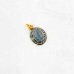 Load image into Gallery viewer, DSP049. Diamond & Sterling Silver Oval Charm with Gemstone