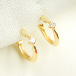 Load image into Gallery viewer, EHB56863. 14k Solid Yellow Gold Diamond Huggie Hoop Earrings