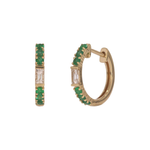 Load image into Gallery viewer, EHE57441. 14K Solid Gold Diamonds and Gemstone Hoops