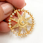 Load image into Gallery viewer, DSP065. Diamond Sterling Silver Round Star Pendant with Polki Diamond and Gemstone