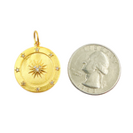 Load image into Gallery viewer, GDP226. 14K Solid Gold Diamonds Star Circle Charm
