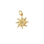 Load image into Gallery viewer, 14K Solid Gold Sun Charm with Diamonds. GDP137