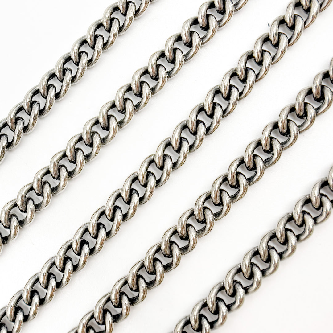 Y4OX. Oxidized Sterling Silver Smooth Curb Chain