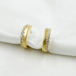 Load image into Gallery viewer, HP401864. 14K Solid Yellow Matte Gold Diamond Hoop Earring