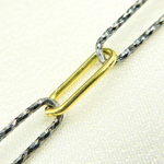 Load image into Gallery viewer, 925 Sterling Silver Oxidized, Gold Plated Paperclip Smooth Link &amp; Diamond Cut Link Chain. V3GB2
