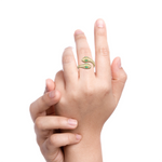 Load image into Gallery viewer, 14K Solid Yellow Gold Diamond and Emerald Snake Rings