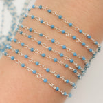 Load image into Gallery viewer, Turquoise Dainty Bead Sterling Silver Wire Chain