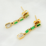 Load image into Gallery viewer, Shop 14k Solid Gold Diamond and Emerald Dangle Rectangle Earrings