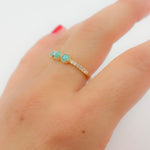 Load image into Gallery viewer, Solid Yellow Gold Diamond and Turquoise Band Ring
