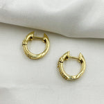 Load image into Gallery viewer, HP400804. 14K Solid Yellow Gold Diamond Hoop Earring