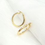 Load image into Gallery viewer, 14K Solid Gold Textured Hoop