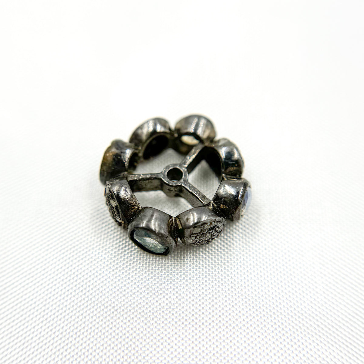 DC748. Diamond Sterling Silver Spacer Bead with Gemstone