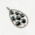 Load image into Gallery viewer, DSP20. Diamond Sterling Silver Black Rhodium Black Spinel Drop Pendant