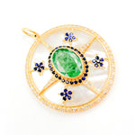 Load image into Gallery viewer, KG310. 14K Solid Gold Compass Round Pendant