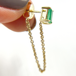 Load image into Gallery viewer, EFI52161EM. 14K Gold Emerald Rectangle Chain Earrings