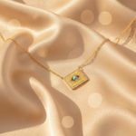 Load image into Gallery viewer, NFC72324TQ. 14k Solid Gold Diamond and Turquoise Evil Eye Necklace