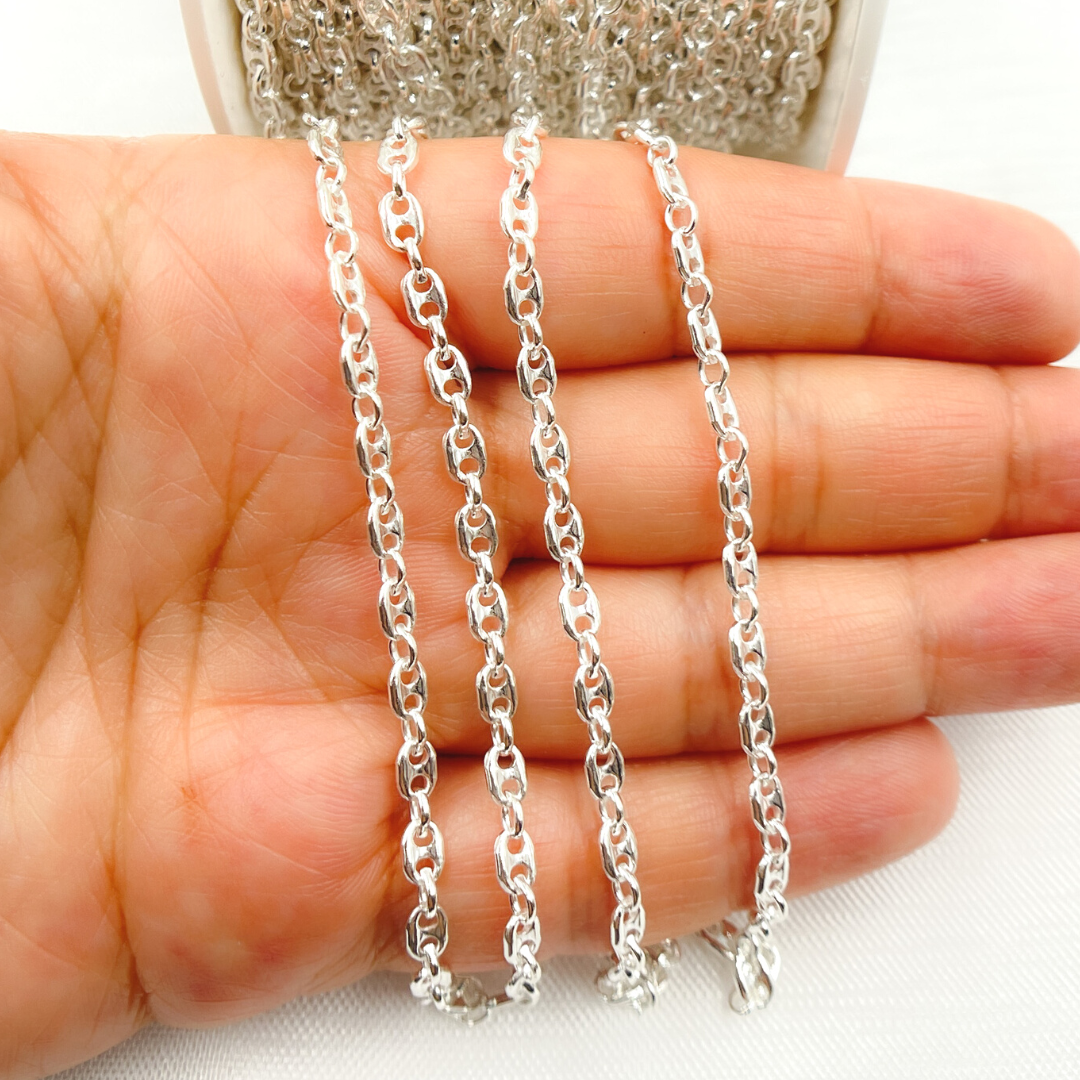 V174SS. Sterling Silver Marina and Cable Link Chain