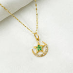 Load image into Gallery viewer, GDP403. 14k Solid Gold Diamond and Gemstone Moon and Star Charm