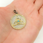 Load image into Gallery viewer, Sterling Silver Round Celtic Trinity Knot Pendant with Gemstone
