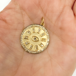 Load image into Gallery viewer, 14K Solid Gold with Diamonds Circle Shape with Eye Charm. GDP37