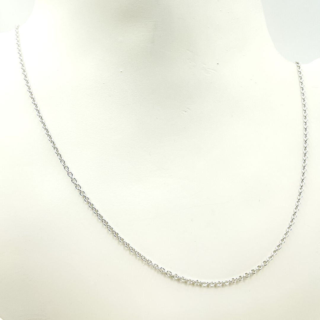 14K Solid White Gold Cable Necklace. 040R01LGWG