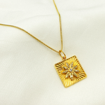 Load image into Gallery viewer, 14K Solid Gold Square Pendant with Diamonds. GDP332