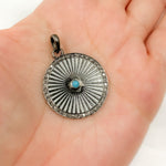 Load image into Gallery viewer, Sterling Silver Round Enamel Pendant with Gemstone