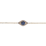 Load image into Gallery viewer, Gold Diamond and Blue Sapphire Eye Bracelet